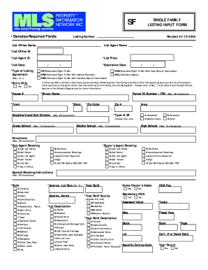 Single Family Listing Input Form