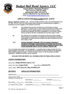 Non-Liable Bail Agent Application