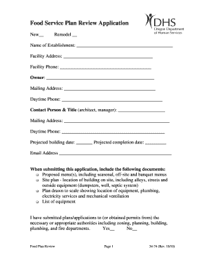 Food Service Plan Review Application