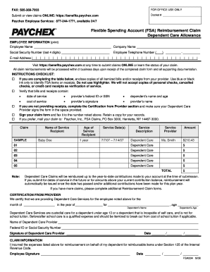 Flexible Spending Account Reimbursement Claim