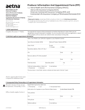 Producer Information And Appointment Form