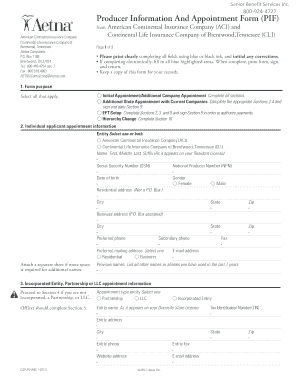 Producer Information And Appointment Form
