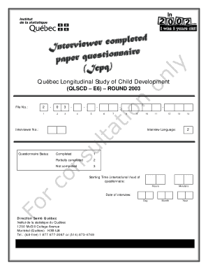 Quebec Longitudinal Study Child Development Questionnaire