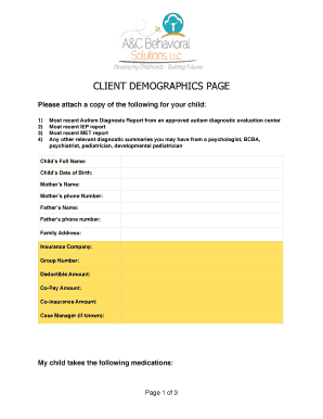 Child Autism Services Enrollment Form