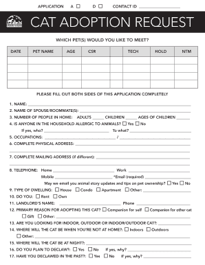 Cat Adoption Request Form