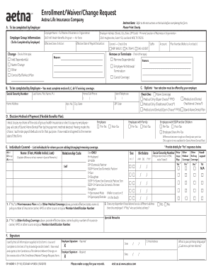 Aetna Enrollment/Waiver/Change Request Form