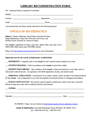 Library Recommendation Form