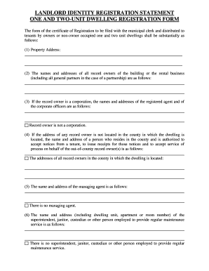 Landlord Identity Registration Statement