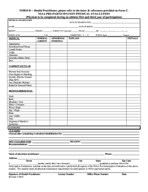 NIAA Pre-Participation Physical Evaluation Form