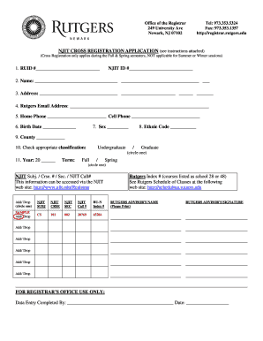 NJIT Cross Registration Application
