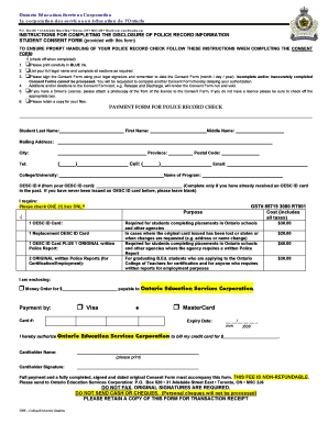 Ontario Police Record Check Consent Form