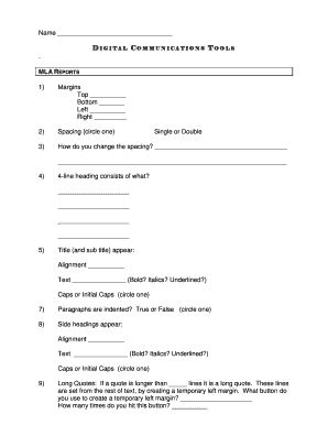 MLA Report Form Template