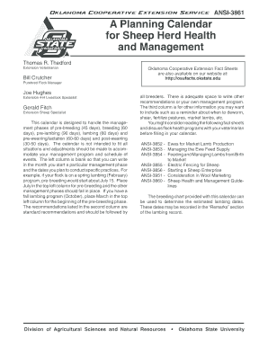 Sheep Health and Management Calendar