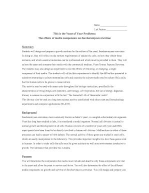 Yeast Growth Media Experiment Form