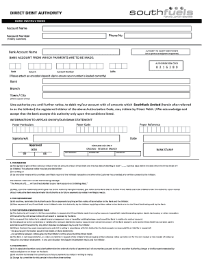 Direct Debit Authority Form