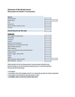 Schedule C Rental Income Form