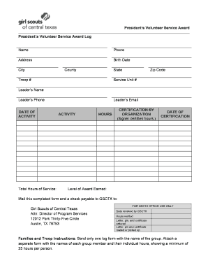 President’s Volunteer Service Award Application