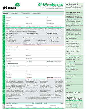 Girl Scout Membership Registration Form