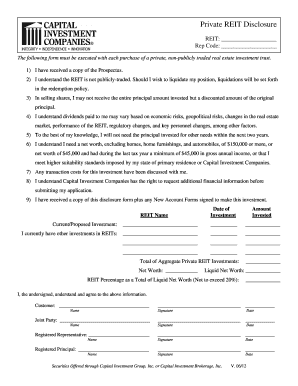 Private REIT Disclosure Form