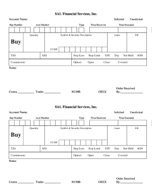 SAL Financial Services Trade Order Form