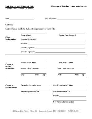 Change of Dealer/Representative Form
