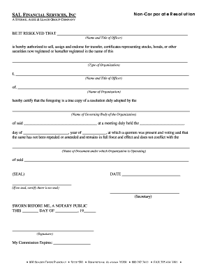 Non-Corporate Resolution Authorization