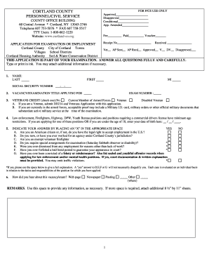 Cortland County Employment Application Form