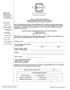 New York APPR Teacher Score Request Form