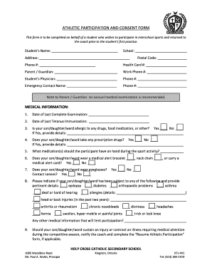 Athletic Participation and Consent Form