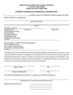 Consent to Release Confidential Information