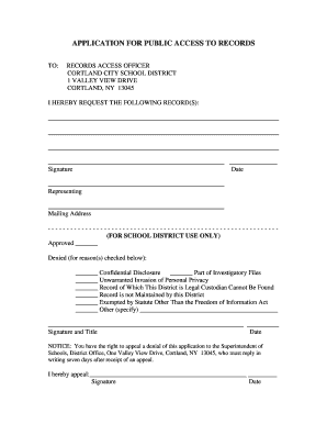 Application for Public Access to Records