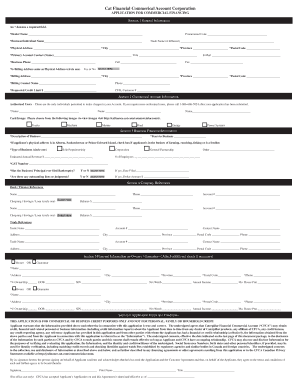 Caterpillar Financial Commercial Account Application