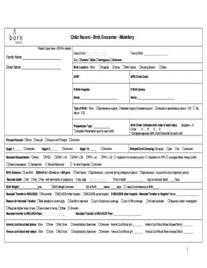 Child Record - Birth Encounter - Midwifery