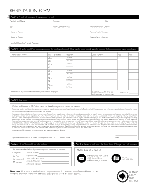 Buffalo Grove Park District Registration Form