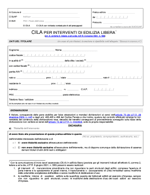 Modulo CILA per interventi di edilizia libera