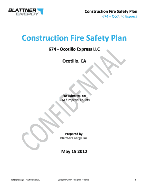 Construction Fire Safety Plan - Ocotillo Wind Energy Facility Project