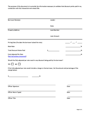 Mortgage Discount Points Validation Form