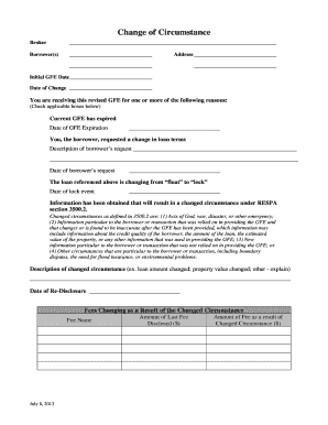 Change of Circumstance Form