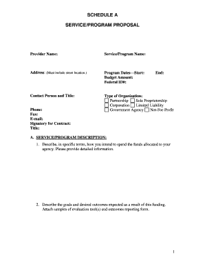 Schedule A Service Program Proposal