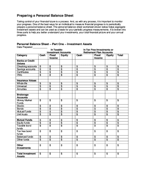 Personal Balance Sheet Template