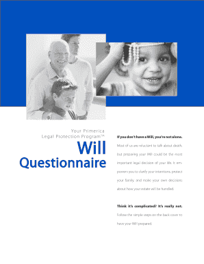 Primerica Will Questionnaire
