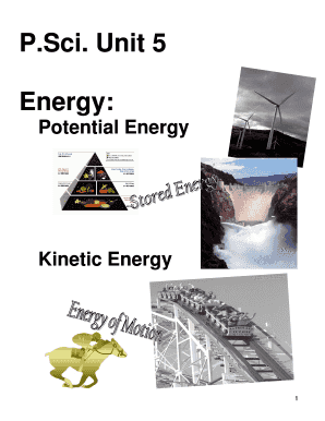 Science Worksheet on Energy