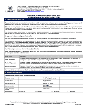 Liberty Corporate Dependants and Beneficiaries Nomination Form