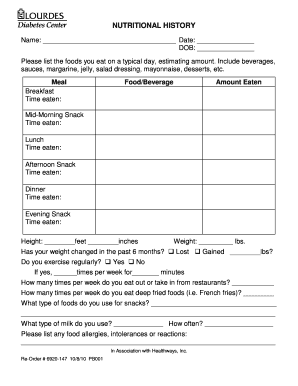 Nutritional History Form