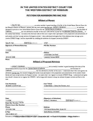 Petition for Admission Pro Hac Vice