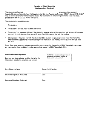 SNAP Benefits Certification Form