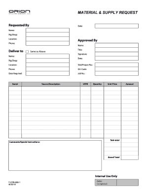 Material & Supply Request Form