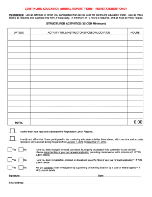 Continuing Education Annual Report Form