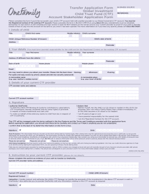 Child Trust Fund Transfer Application Form