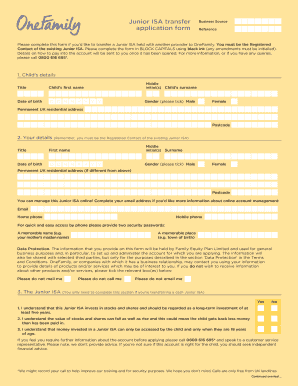 Junior ISA Transfer Application Form